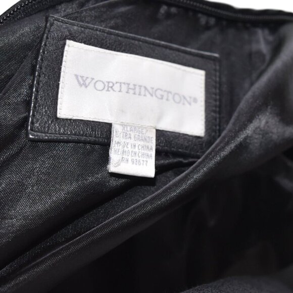 Vintage 90s Y2K Worthington Leather Button Down Black Leather Jacket Size XL - Picture 9 of 11